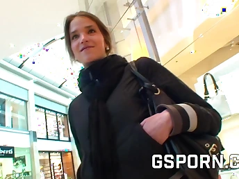 Silvie Delux gets down and dirty with a handful of hung studs in a mall bathroom