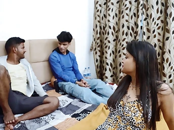 Desi pornstar Suhna's first time group dealings with hung studs - full hardcore bang-out with cum in mouth