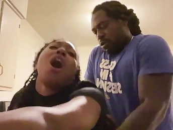 Fijii gets her tight ass drilled by a huge black cock after getting married in the kitchen