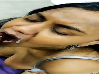 Watch how this busty Tamil MILF gets her uncensored blowjob from her husband in the office
