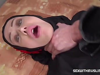 Caught hijab-dressed in COUGAR providing blow-job in Arab porno flick