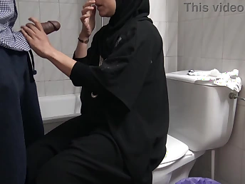 Stepmommysusan's Turkish cuckold wife gets railed on touching public powder-room unconnected with a black stranger