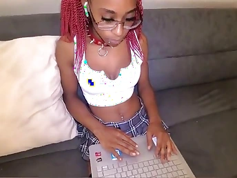Stepbrother mercilessly fucks ebony schoolgirl after class
